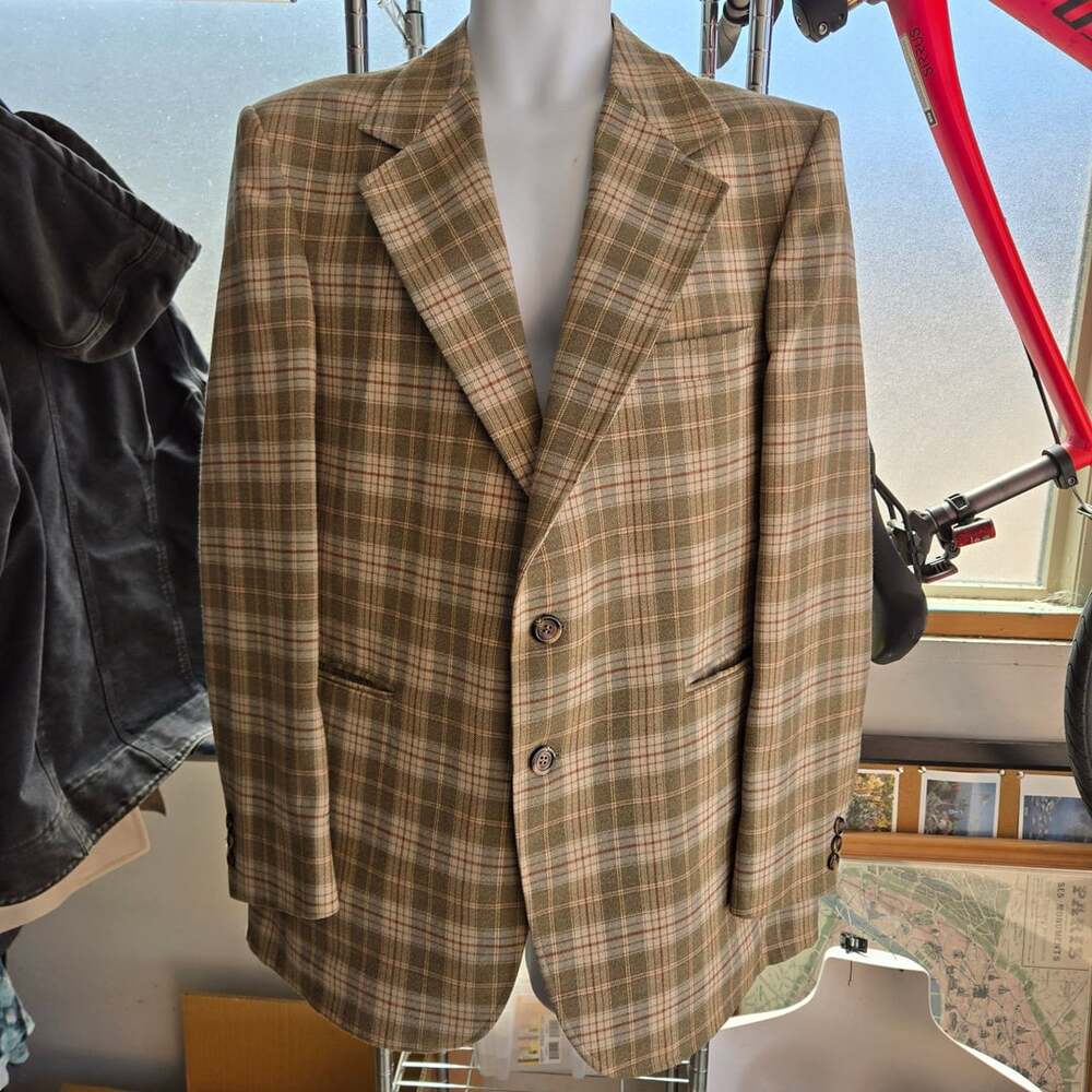 The Men's Shop JCPenney Plaid Sport Coat Brown Wool Blazer